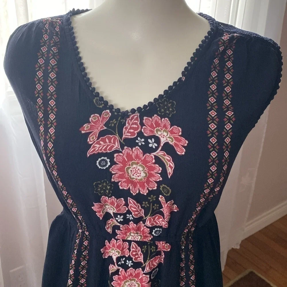 Xhilaration Floral Maxi black pink bohemian Dress M - Picture 4 of 12